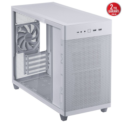 ASUS  PRIME AP201 BEYAZ MICRO ATX TEMPERLİ CAM ALET GEREKTİRMEYEN YAN PANELLER VE TOZ FİLTRELİ IZGARAYA SAHİP 360 MM SOĞUTUCU 338 MM UZUNLUĞA KADAR EKRAN KARTI VE STANDART ATX PSU DESTEKLİ 33 LİTRE HACİMLİ MICRO ATX KASA