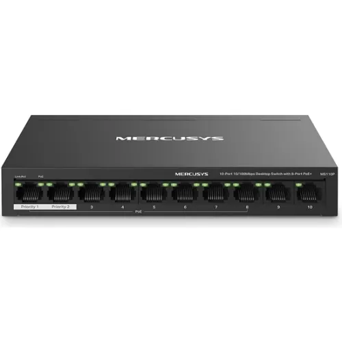 MERCUSYS MS110P 10-Port Desktop Switch (8 Port PoE+)