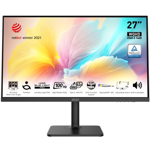 MSI MODERN MD272QXP 27 IPS WQHD 2560x1440 16:9 1MS 100Hz DP HDMI TYPE-C ANTI-GLARE PIVOT VESA MONITOR