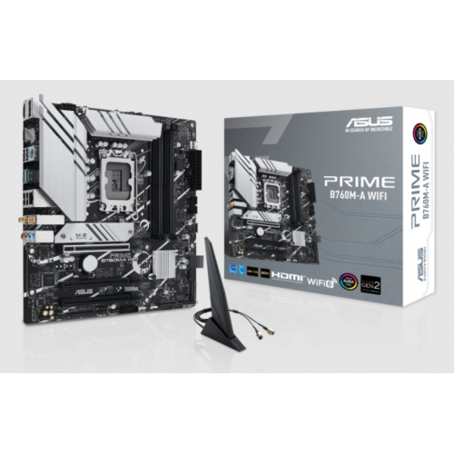 ASUS PRIME B760M-A WIFI, 4xDDR5, 2x M.2, 2xHDMI, DP, Wi-Fi 6, Bluetooth v5.2, 12-13.Nesil, LGA1700 Soket, Anakart