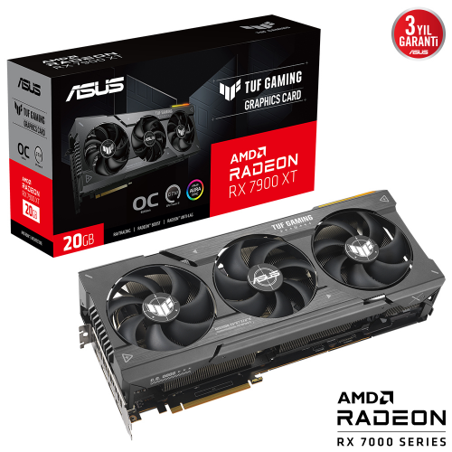 ASUS TUF-RX7900XT-O20G-GAMING, 20Gb, 320Bit, GDDR6, 1xHDMI, 3xDP GAMING Ekran Kartı