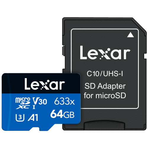 LEXAR 64GB LSDMI64GBB633A 633X MİKRO SDXC UHS-I WITH SD ADAPTER 100MB/S READ 45MB/S WRITE C10 A1 V30 U3