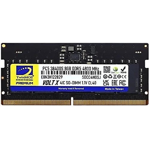 TWINMOS  TMD58GB4800S40, 8GB, DDR5, 4800MHz,  CL40, 1.1V Notebook Ram