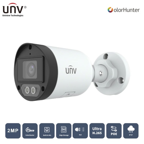 UNIVIEW  IPC2122LB-AF28K-WL 2MP 2.8MM 30MT IP67 H.265+ IR BULLET IP KAMERA (Dahili Sesli)