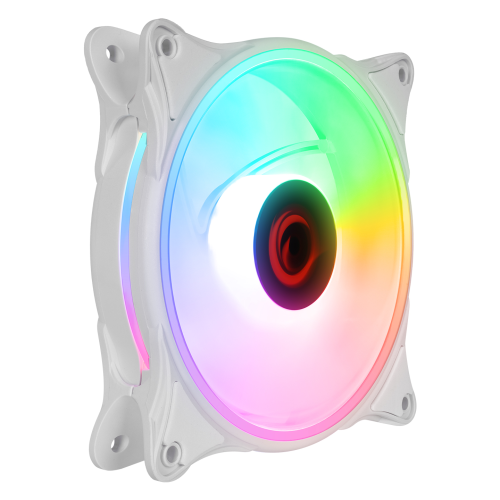 RAMPAGE GLARE F50, 38CFM, 1200RPM, 12cm, Rainbow, 3P+4P Molex Soketli, Beyaz Kasa Fanı