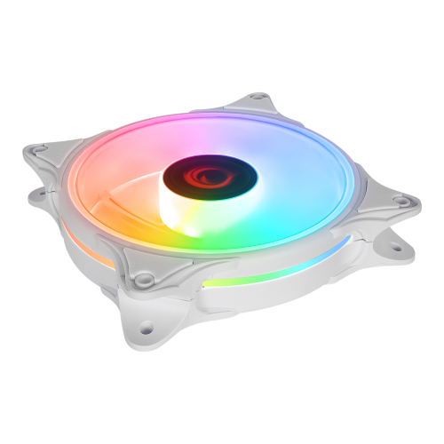 RAMPAGE GLARE F50, 38CFM, 1200RPM, 12cm, Rainbow, 3P+4P Molex Soketli, Beyaz Kasa Fanı