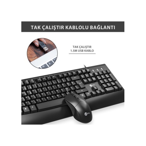 LECOO LECOO CM105 SİYAH KABLOLU KLAVYE & MOUSE SET