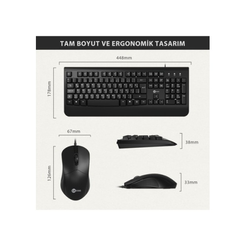 LECOO LECOO CM105 SİYAH KABLOLU KLAVYE & MOUSE SET