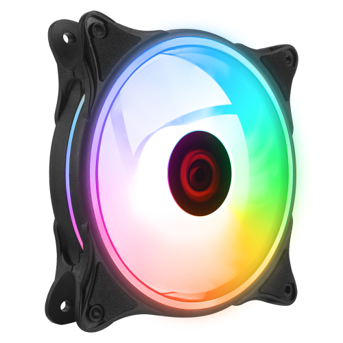 RAMPAGE GLARE F50, 38CFM, 1200RPM, 12cm, Rainbow, 3P+4P Molex Soketli, Siyah Kasa Fanı