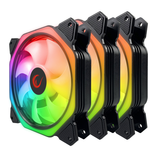 RAMPAGE COOLWIND F1, 38CFM, 1200RPM, 3x12cm ARGB Fan Kontrolcü Hub + Kumandalı 6Pin Siyah Kasa Fan Kiti