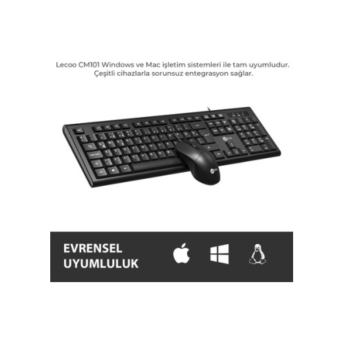 LECOO  LECOO CM101 SİYAH KABLOLU MOUSE & KLAVYE SET
