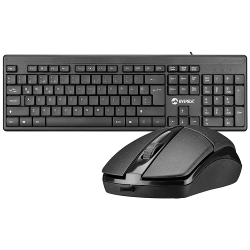 EVEREST KM-515, Siyah, Türkçe Q, Kablolu, Klavye Mouse Set