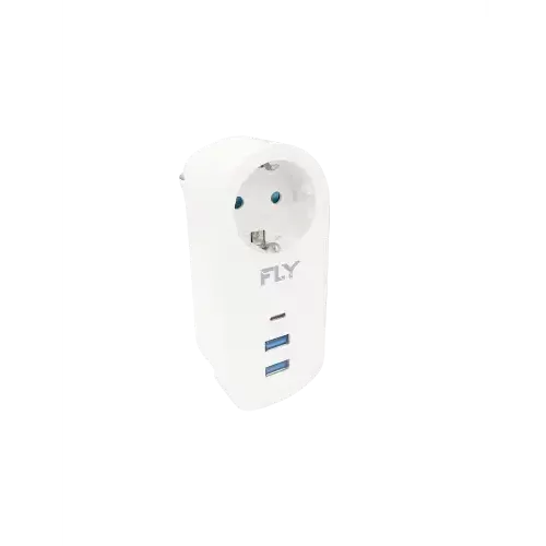 FLY  3400-01, 1 Soket, 2 USB, 1 TYPE-C, Akım Korumalı Priz, 2.1A, (Beyaz)