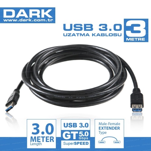 Dark DK-CB-USB3EXTL300 3m USB 3.0 Uzatma Kablosu