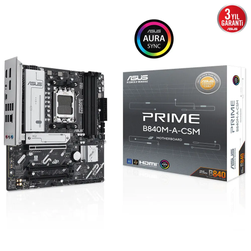 ASUS PRIME B840M-A-CSM, 4xDDR5, 3x M.2, HDMI, 2x DP, Type-C, AMD Ryzen 9000 Serisi, AM5 Soket Anakart