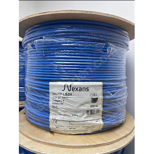 NEXANS NEX1611TB5, CAT6, 500M, 23AWG (0,58mm), UTP, %100 Bakır, LSZH Halogen Free, Makara, Kablo (MAVİ)