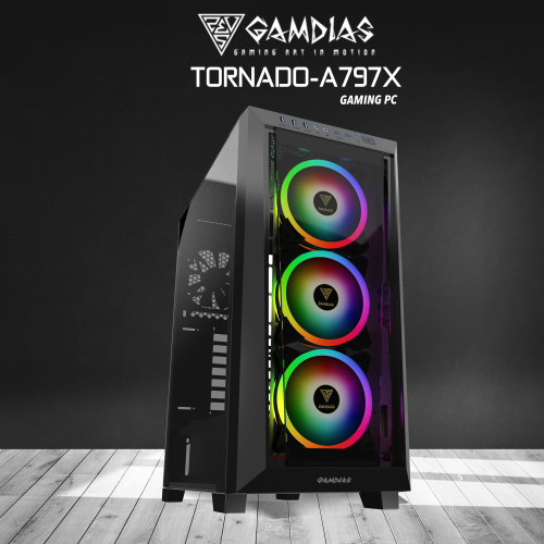 GAMDIAS GAMDIAS TORNADO-A797X, RYZEN 7 9700X, 32Gb DDR5 Ram, 1Tb NVMe SSD, 8Gb GDDR6 RTX4060 Ekran Kartı, 1600W Kasa, Free Dos GAMING PC