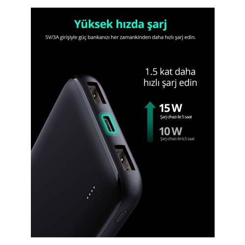 AUKEY AUKEY PB-N73-BK 15W 10000 MAH TYPE-C İNCE POWERBANK