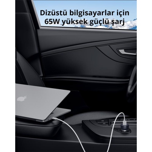 AUKEY CC-Y23-BK 65W İKİ TYPE-C PD ARAÇ ŞARJ CİHAZI