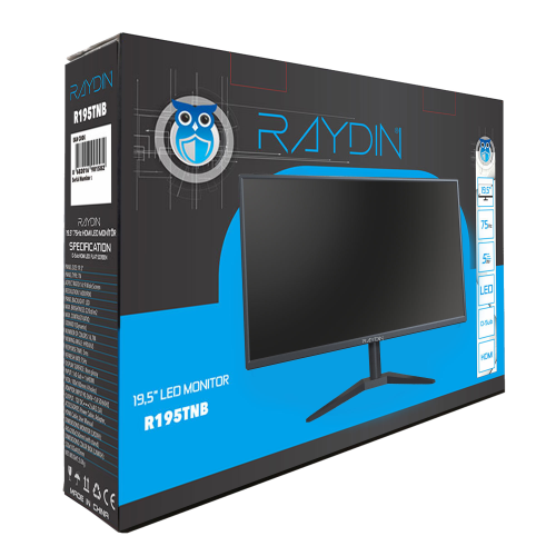 RAYDIN R195TNB, 19,5&quot; 5ms, 75Hz, 1600x900, D-Sub, HDMI, TN LED Monitör