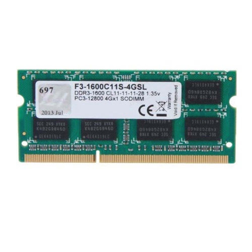 GSKILL F3-1600C11S-4GSL Value DDR3L-1600Mhz 1.35V Low Voltaj CL11 4GB SO-DIMM