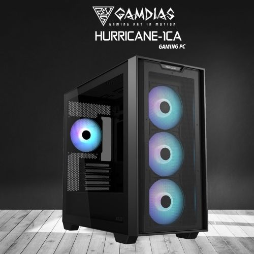 GAMDIAS HURRICANE-1CA, RYZEN 9 7900, 32Gb DDR5 Ram, 1Tb NVMe SSD, 8Gb GDDR6 RTX4060 Ekran Kartı, 750W Kasa, Free Dos GAMING PC