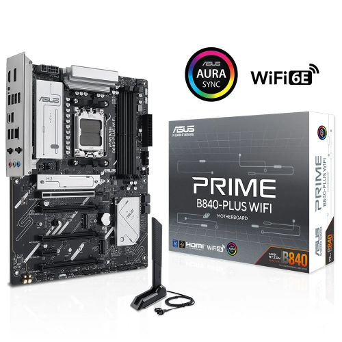 ASUS PRIME B840-PLUS WI-FI, 4xDDR5, 3x M.2, HDMI, DP, Type-C, WI-FI 6E, Bluetooth 5.3, AMD Ryzen 9000 Serisi, AM5 Soket Anakart