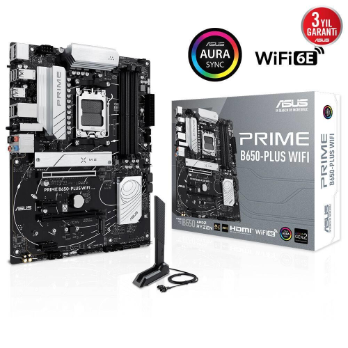 ASUS PRIME B650-PLUS WI-FI, 4xDDR5, 2xM.2,  HDMI, DP, Type-C, AMD Ryzen 7000 Serisi, AM5 Soket Anakart