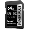 LEXAR LSDSIPL064G-BNNNG SD PROFESSIONAL SILVER PLUS SDXC UHS-I CARDS UP TO 205MB/S READ 100MB/S WRITE C10 V30 U3