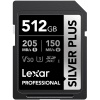 LEXAR LSDSIPL512G-BNNNG 512GB SD PROFESSIONAL SILVER PLUS SDXC UHS-I CARDS UP TO 205MB/S READ 150MB/S WRITE C10 V30 U3