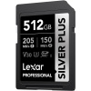 LEXAR LSDSIPL512G-BNNNG 512GB SD PROFESSIONAL SILVER PLUS SDXC UHS-I CARDS UP TO 205MB/S READ 150MB/S WRITE C10 V30 U3
