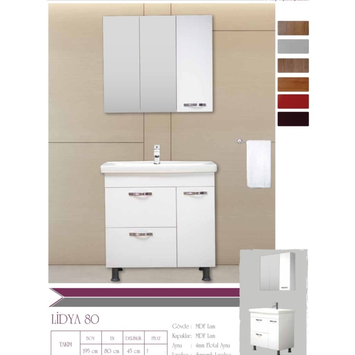 LİDYA 80 cm Banyo Dolabı