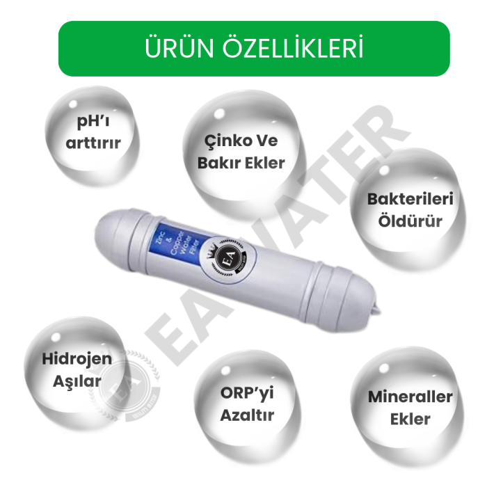 Biohidrogen pH 8,5 Alkali Çinko ve Bakır Mineralli Su Filtresi