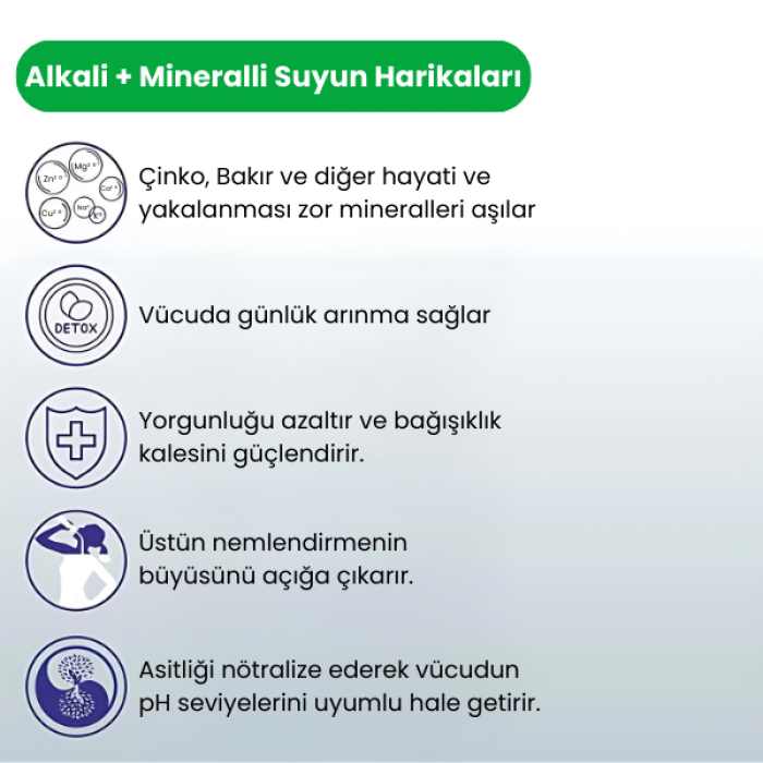 Biohidrogen pH 8,5 Alkali Çinko ve Bakır Mineralli Su Filtresi