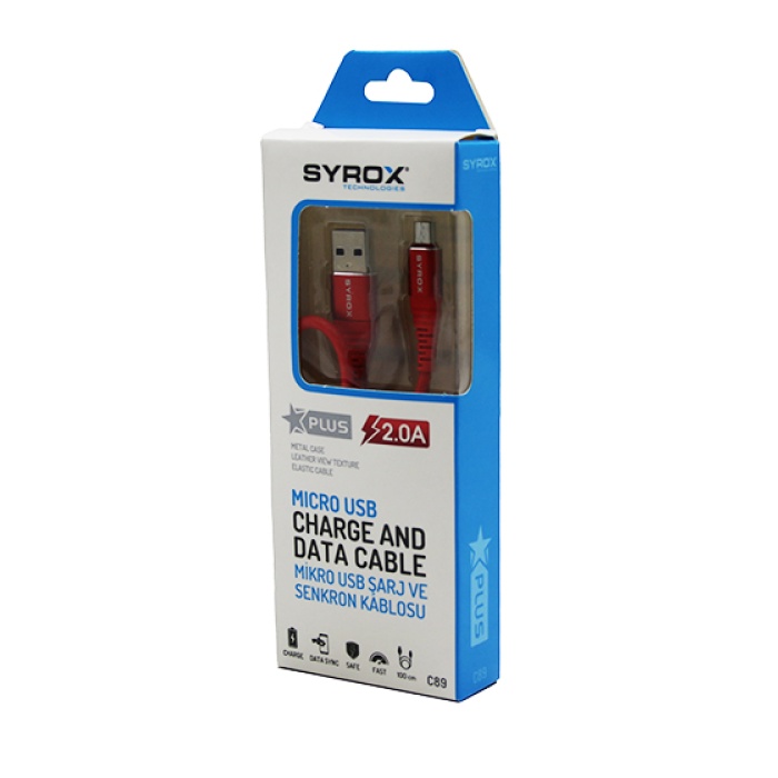 SYROX C89 PLUS ( MICRO ) USB MİKRO SAMSUNG 2.0A ŞARJ & DATA KABLOSU*320