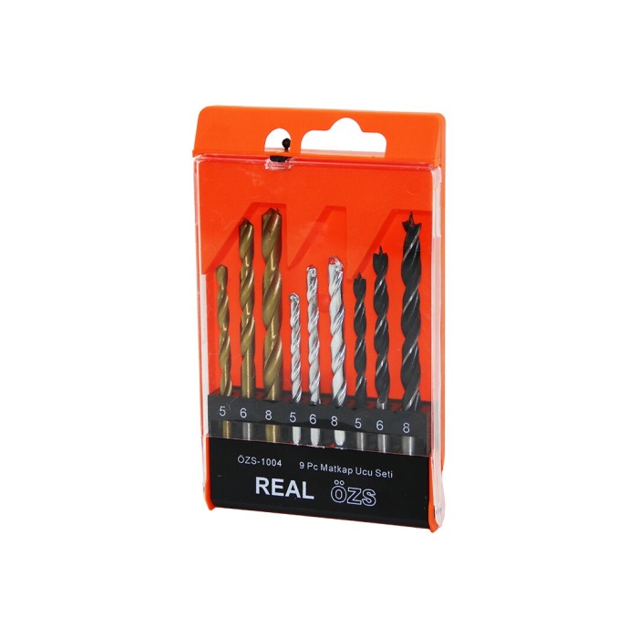 REAL ÖZS-1004 LRD-16 ( 9PCS ) MATKAP UCU SETİ ( BETON &  METAL & AHŞAP & 5-6-8MM )*100