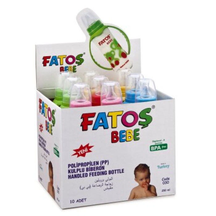 FATOŞ BEBE-030 ( KULPLU & 250ML ) PP.PLASTİK BİBERON*10X15