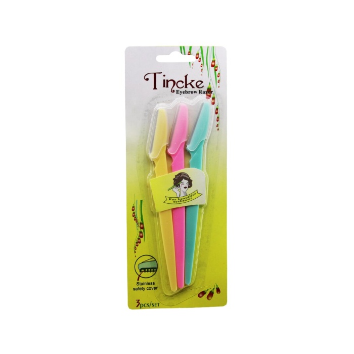 TİNCKE EYEBROW RAZOR-9099 ( 3PCS ) RENKLİ KAŞ USTURASI PLS.RENKLİ SAPLI*12X100