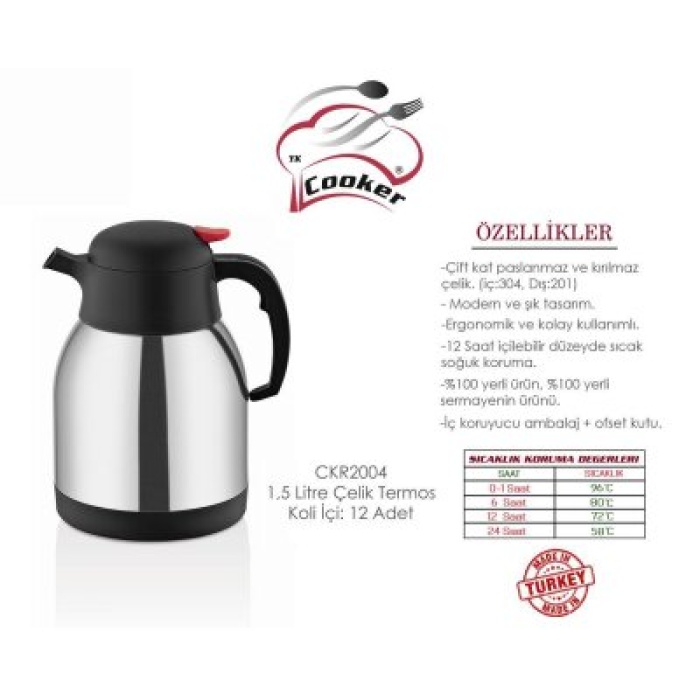 COOKER CKR-2004 ( 1.5LT ) ÇELİK TERMOS*12