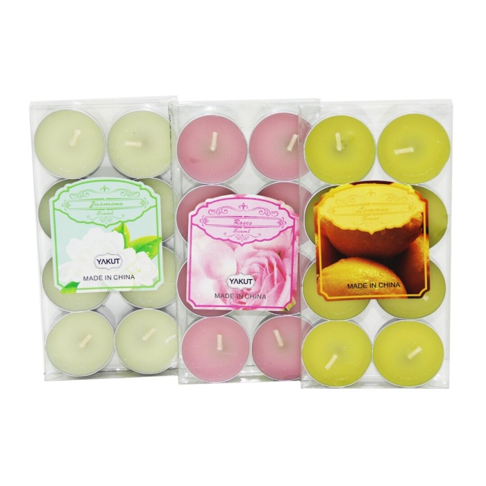 YAKUT-8010 ( 8PCS ) ( RENKLİ ) TEA LİGHT MUM ( JASMİNE & ROSES & LEMONS )*240