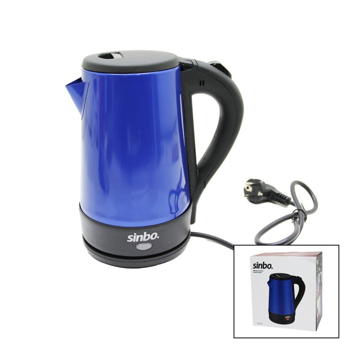 SİNBO-8016 ( MAVİ RENK ) ( ÇELİK ) KETTLE SU ISITICISI ( 1.5LT & 2200W )*8