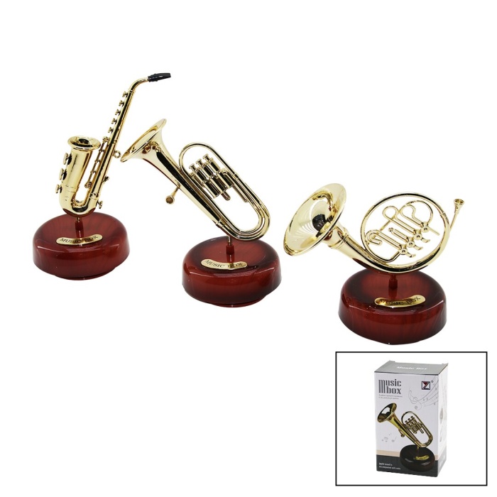 MUSİC BOX YAKUT-9846-2056-57-58 ( MÜZİKLİ & DÖNERLİ ) DEKORATİF ( SAKSAFON & TROMBON & KORNO )*72