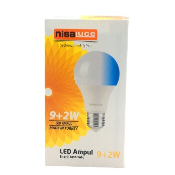 NİSALUCE EAMP-074/BM ( 9+2W E27 ) ( BEYAZ-MAVİ ) LED AMPUL*10X20