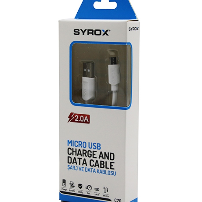 SYROX C70 ( MICRO ) USB MİKRO SAMSUNG 2.0A ŞARJ VE DATA KABLOSU 105CM*320