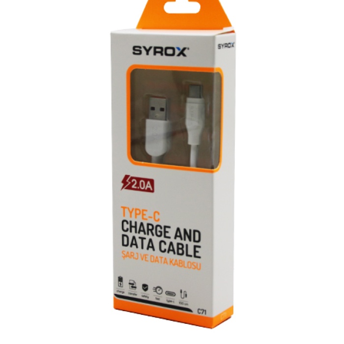 SYROX C71 ( TYPE-C ) USB 2.0A ŞARJ & DATA KABLOSU 1MT*320