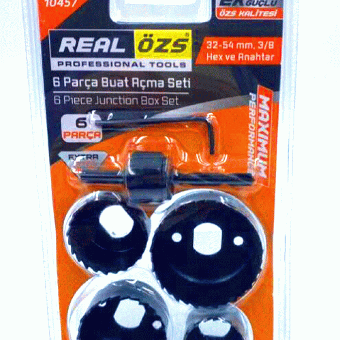 REAL ÖZS 10457  ( 6PCS ) BUAT AÇMA PANÇ SETİ ( 32-38-44-54MM- 3/8 HEX & ANAHTAR )*100