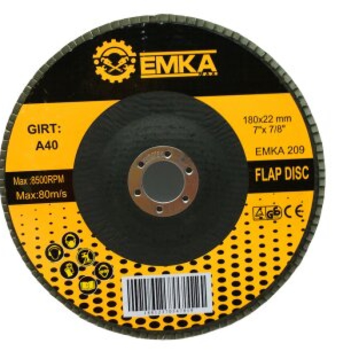 EMKA-209 FLAP DISC DİSK ZIMPARA A40 KUM 180X22MM*10X10