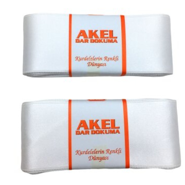 AKEL ( 6CMX10MT ) ( POŞETLİ ) ( BEYAZ ) ( TAKI ) KURDELESİ*4X50