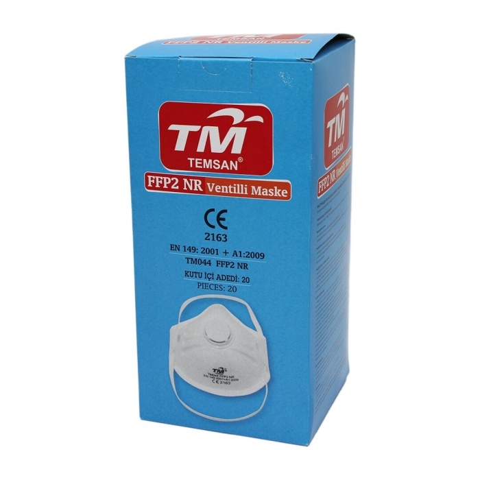 TEMSAN ANT FFP2 VENTİLLİ FİLİTRELİ TOZ MASKE*18X25