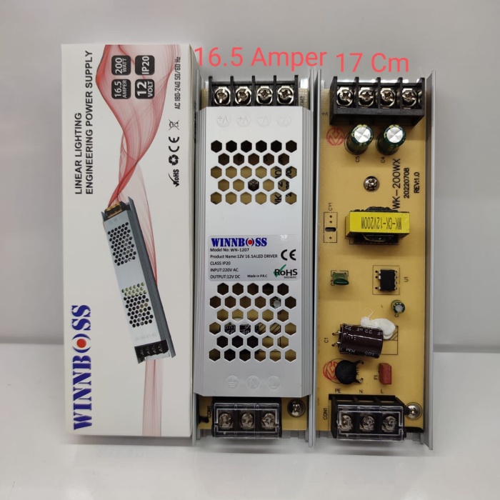 WINNBOSS WN-1207 ( 12V-16.5A-200W-IP20 ) ULTRA SLİM TRAFO*200